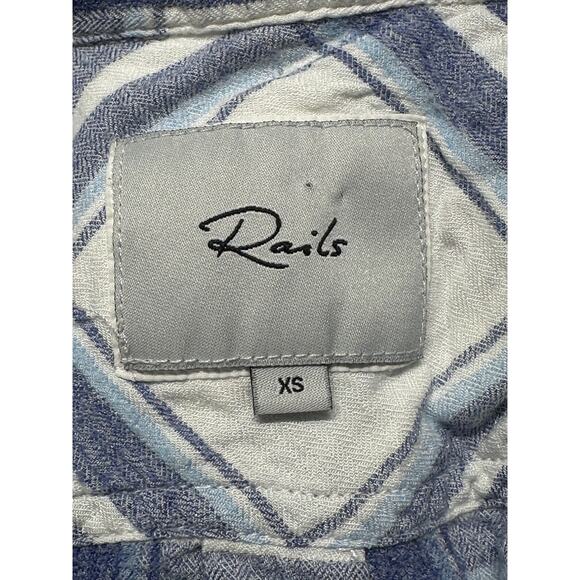 Rails‎ Top Womens XS Blue White Plaid Button Up Long Sleeves Country Cowgirl - Picture 8 of 11